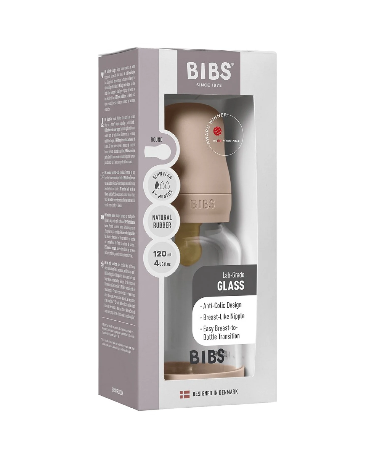 BIBS Babyflasche aus Glas im Komplett-Set Blush 120 ml – Ansicht 2
