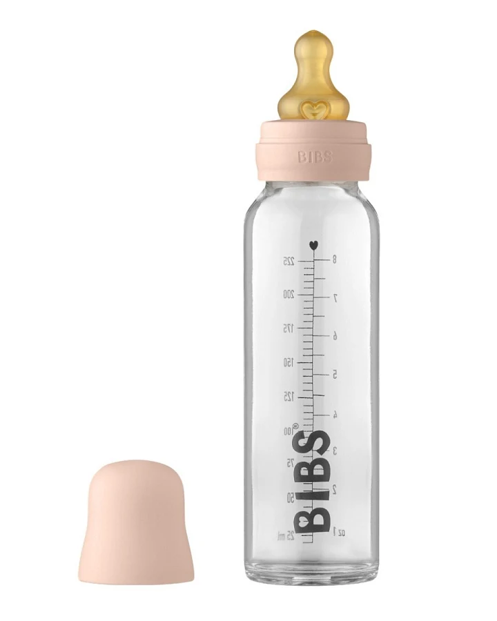 BIBS Babyflasche aus Glas im Komplett-Set Blush 225 ml