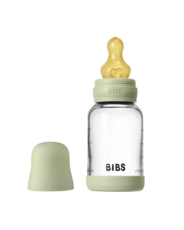BIBS Babyflasche aus Glas im Komplett-Set Sage 120 ml