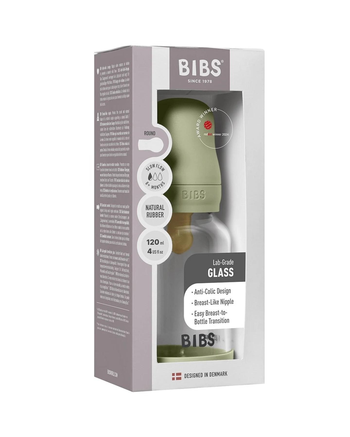 BIBS Babyflasche aus Glas im Komplett-Set Sage 120 ml – Ansicht 2