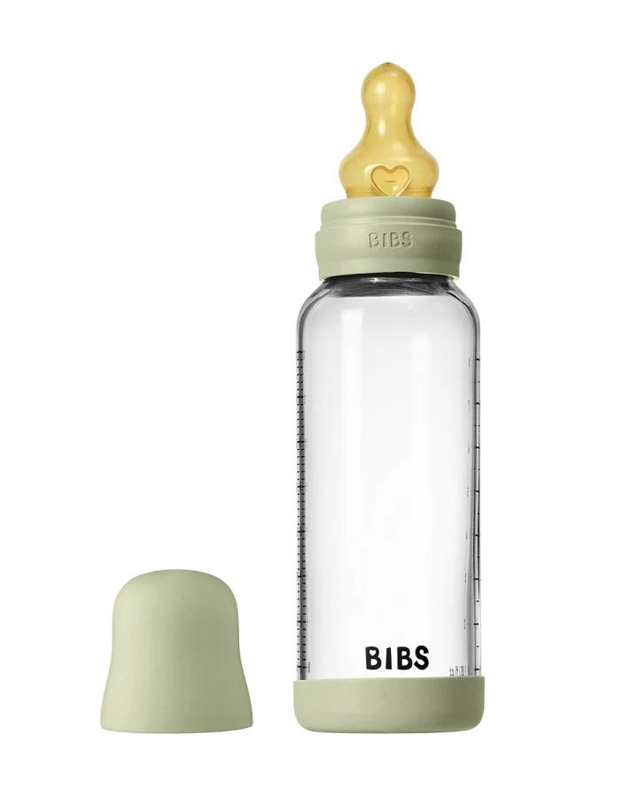 BIBS Babyflasche aus Glas im Komplett-Set Sage 240 ml