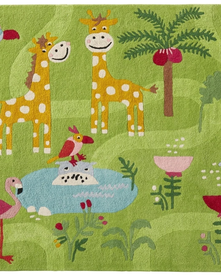 Kinderteppich Bio-Baumwolle "Dschungel" Maße 100 x 130 cm