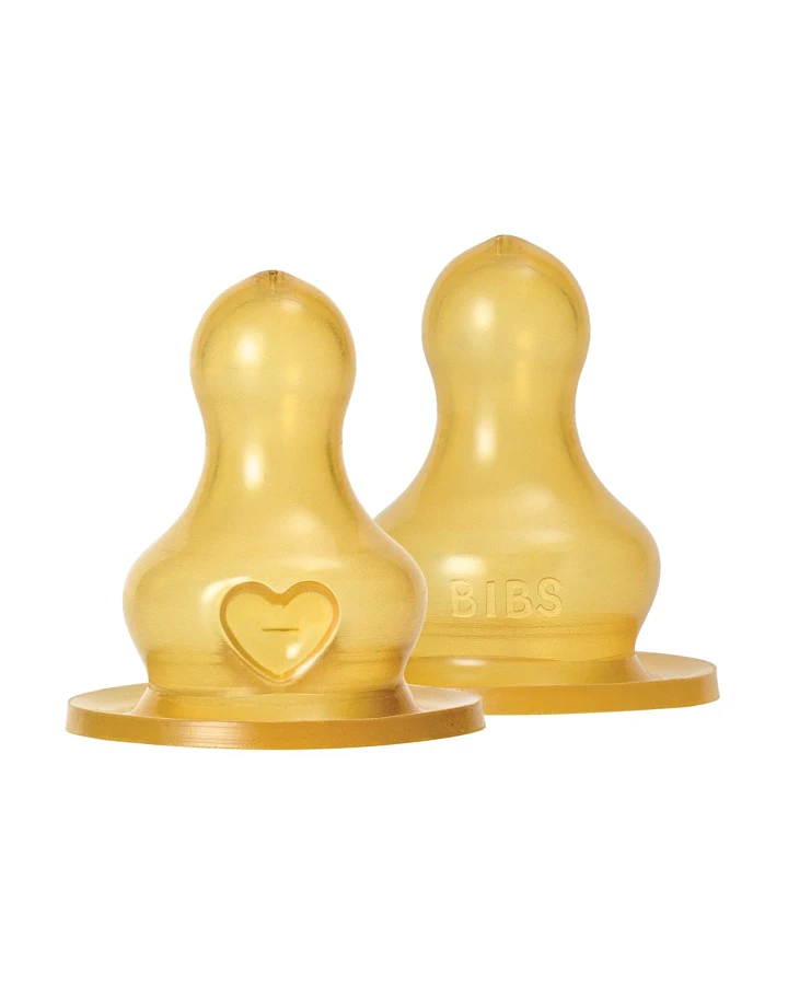 BIBS Flaschensauger aus Latex 2er-Pack Langsamer Fluss (0+ Monate)