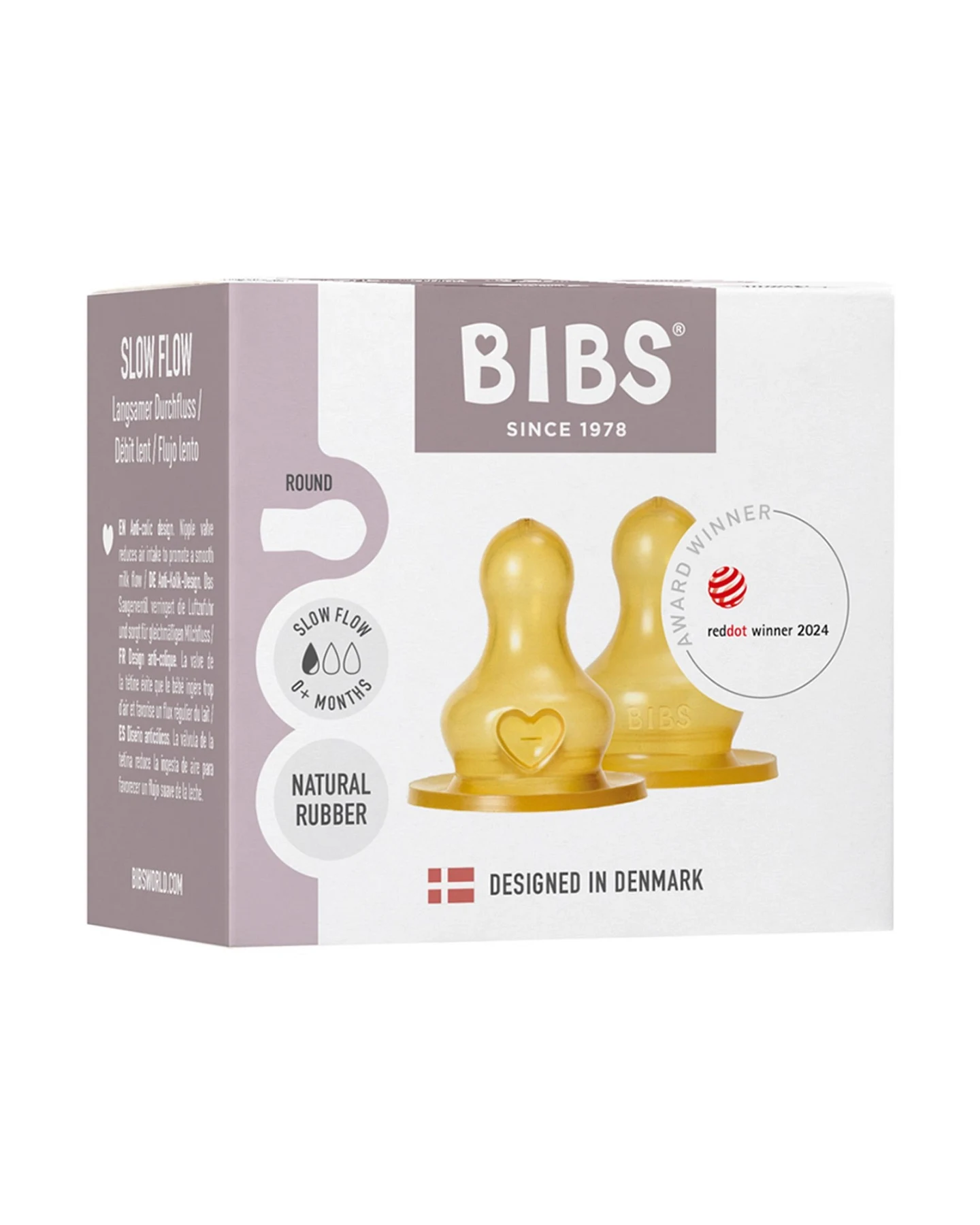 BIBS Flaschensauger aus Latex 2er-Pack Langsamer Fluss (0+ Monate) – Ansicht 2