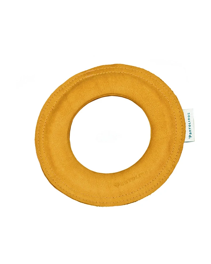 Frisbee Wurfring "Loop" aus pflanzlich gegerbtem Leder honey Gr. M (17cm Durchmesser)
