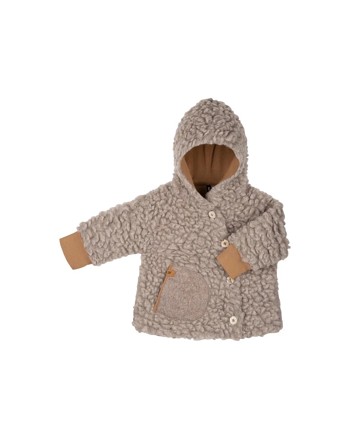 PURE PURE by Bauer Kinder Jacke mit Kapuze Bio-Schurwolle Plüsch kaschmir Gr.110/116