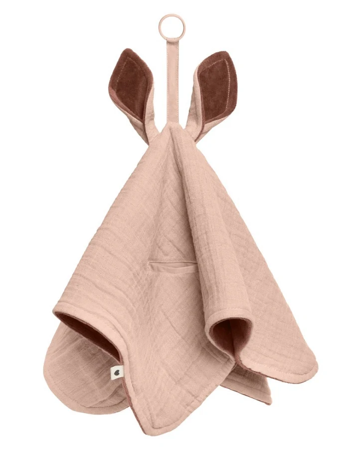 BIBS Kuschelweiches Schnuffeltuch, 3-lagig "Cuddle Kangaroo Desert" blush Maße 40 x 40 cm