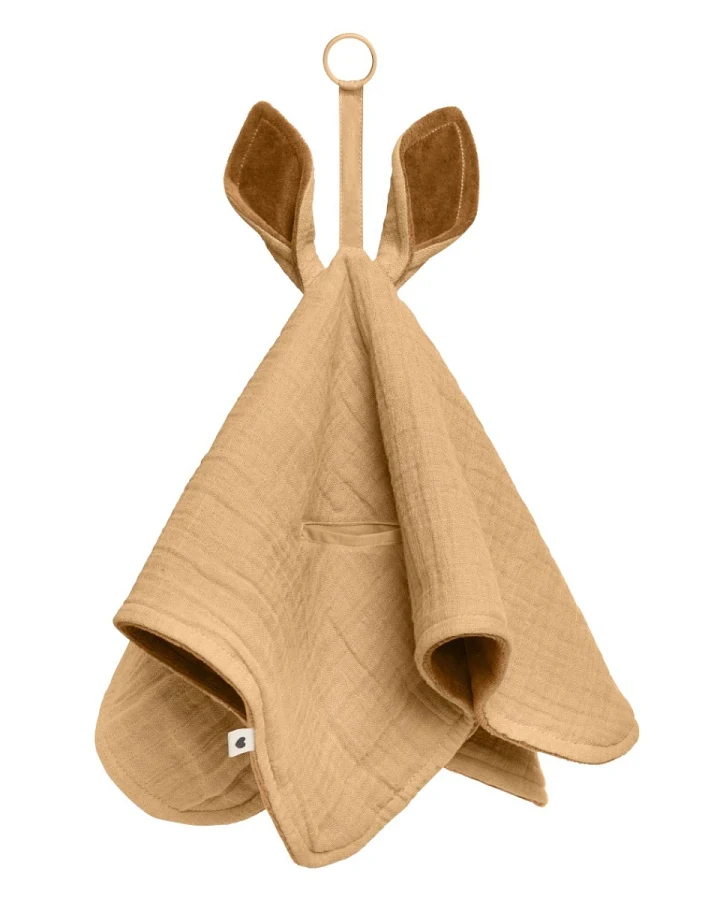 BIBS Kuschelweiches Schnuffeltuch, 3-lagig "Cuddle Kangaroo Desert" sand Maße 40 x 40 cm