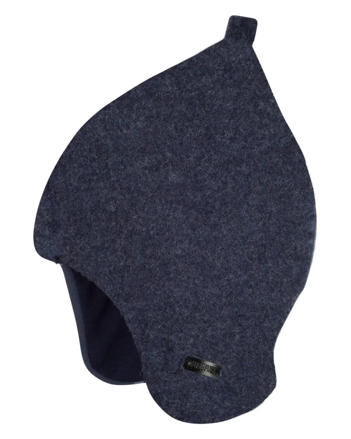 PURE PURE by Bauer Baby und Kindermütze mit Zipfel Bio-Merinowolle Fleece marine Gr.51