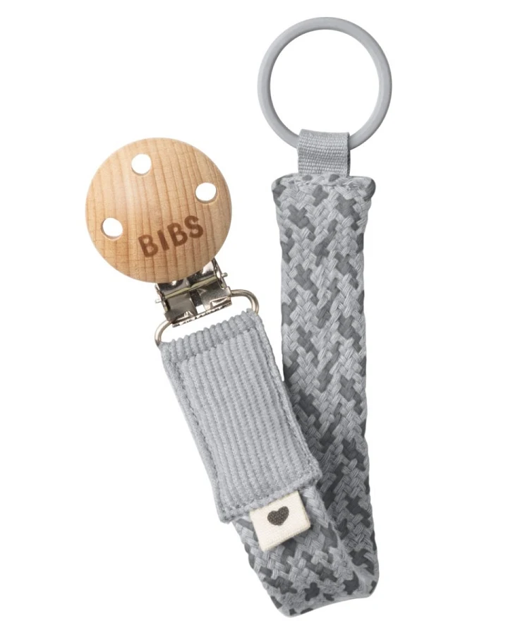 BIBS Schnullerkette Bio-Baumwolle Pacifier Braid Cloud Iron Maße 22 x 2 cm