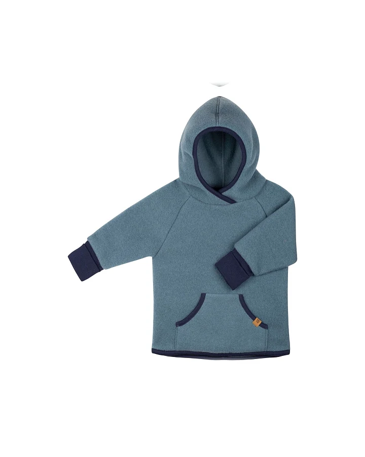 PURE PURE by Bauer Kinder Pullover mit Kapuze Hoodie Bio-Merinowolle Fleece storm blue Gr. 086/92