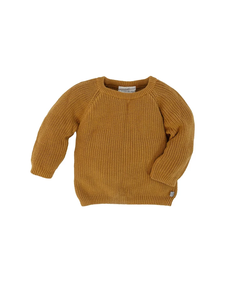 Baby und Kinder Pullover Grobstrick Bio-Baumwolle curry Gr. 74/80