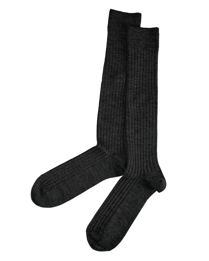 Damen und Herren Kniestrümpfe Schurwolle Rippstrick schwarz Gr.39-40