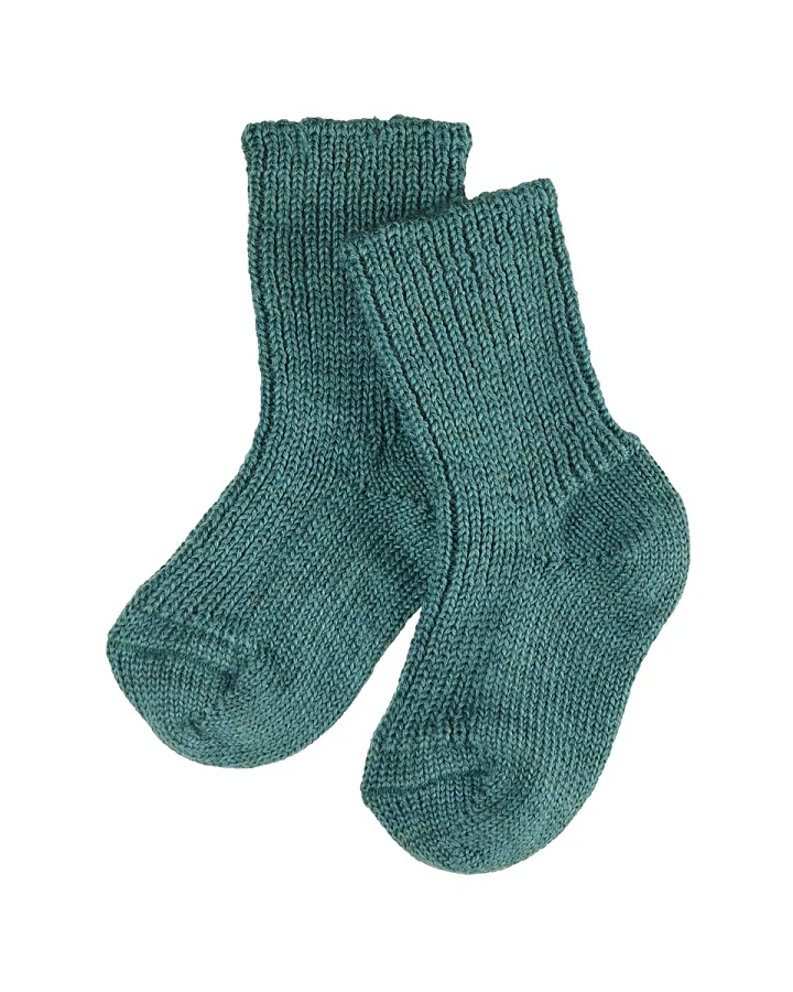 Baby und Kinder Socken Bio-Schurwolle Grobstrick petrol Gr.29-30