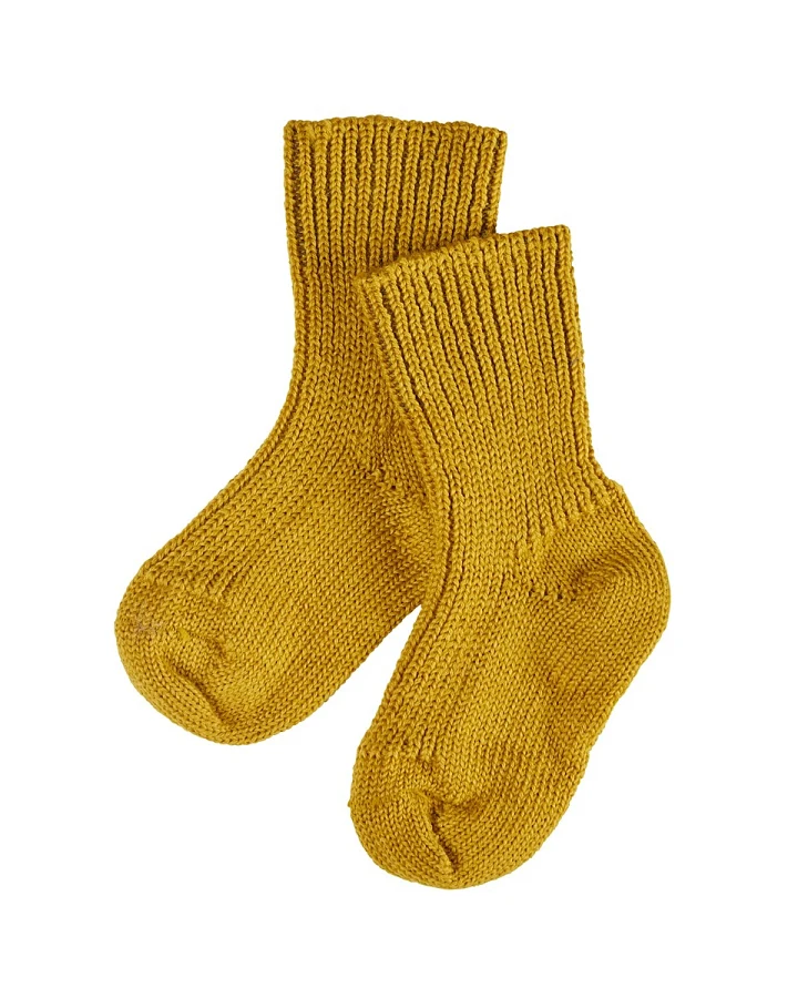 Baby und Kinder Socken Bio-Schurwolle Grobstrick curry Gr.21-22