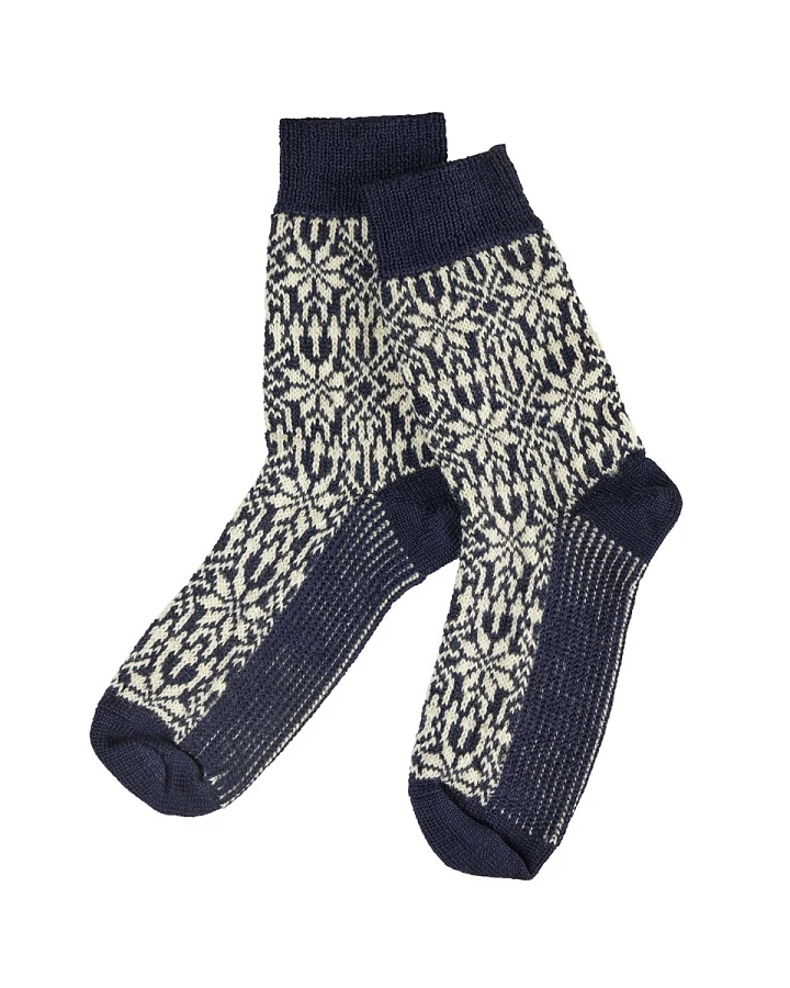 Damen und Herren Socken Norweger Bio-Schurwolle Stern marine-natur Gr. 40-41