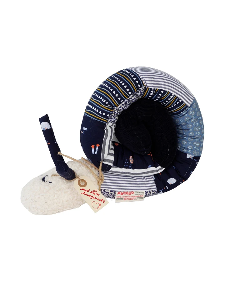 Puckschnecke Patchwork blau maritim Länge 110 cm
