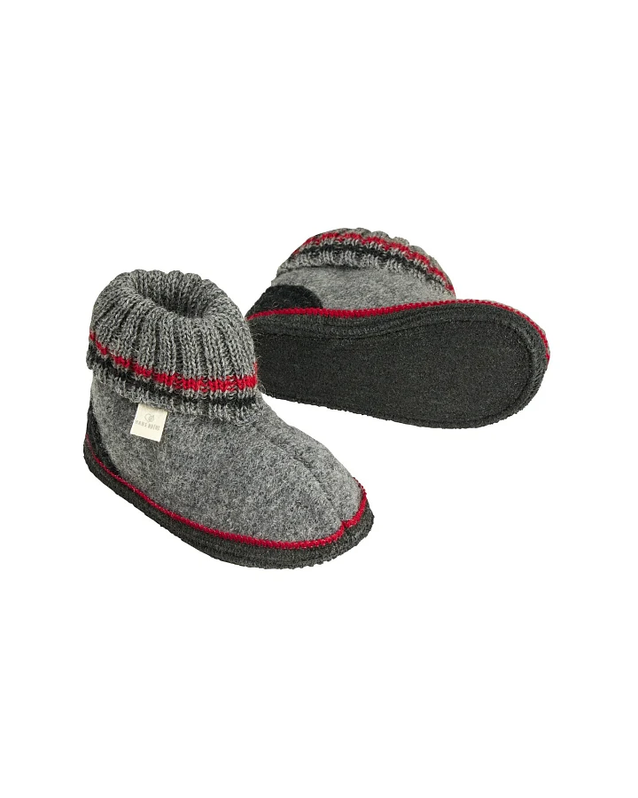 Kinder Hausschuhe Hüttenschuhe grau-rot Gr.24