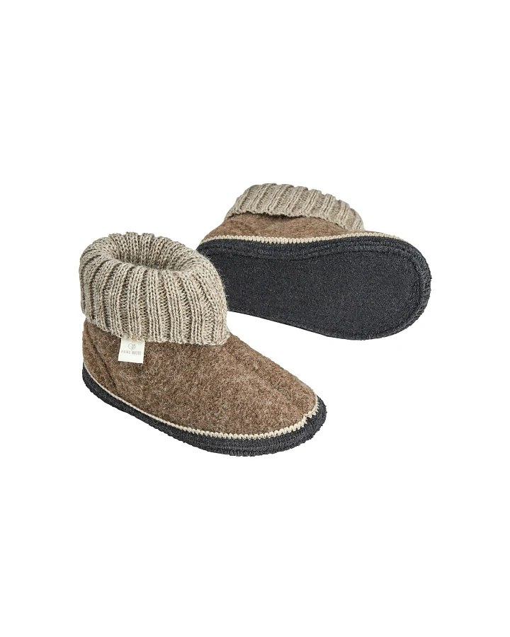 Kinder Hausschuhe Hüttenschuhe braun-beige Gr.23