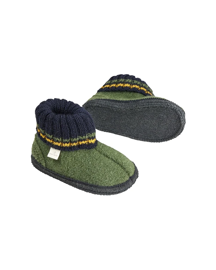 Kinder Hausschuhe Hüttenschuhe olive-marine Gr.24