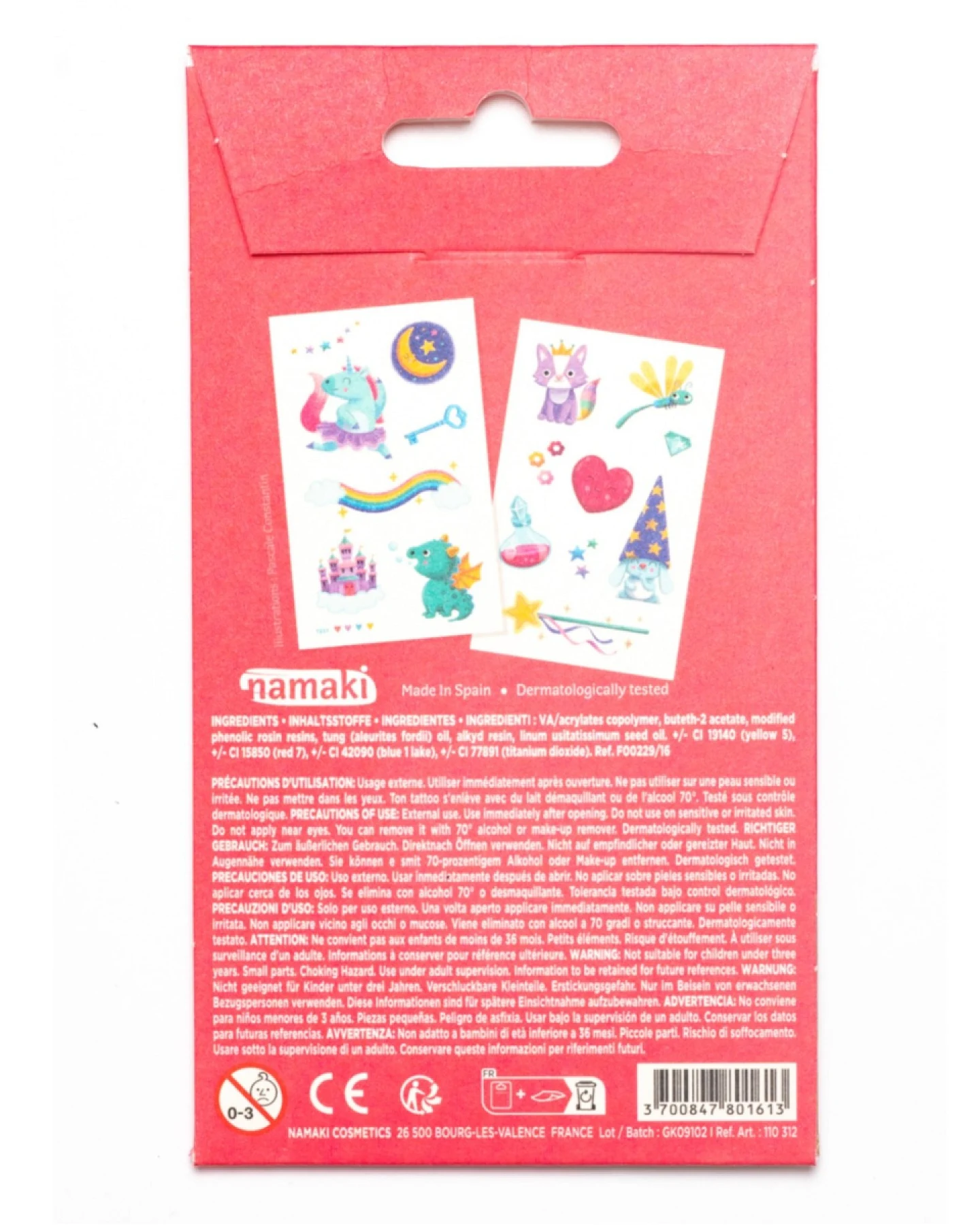 Bio Kindertattoos Magische Welten, 2 Blatt pro Set Maße 8,50 x 15 cm – Ansicht 2