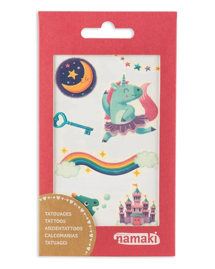 Bio Kindertattoos Magische Welten, 2 Blatt pro Set Maße 8,50 x 15 cm