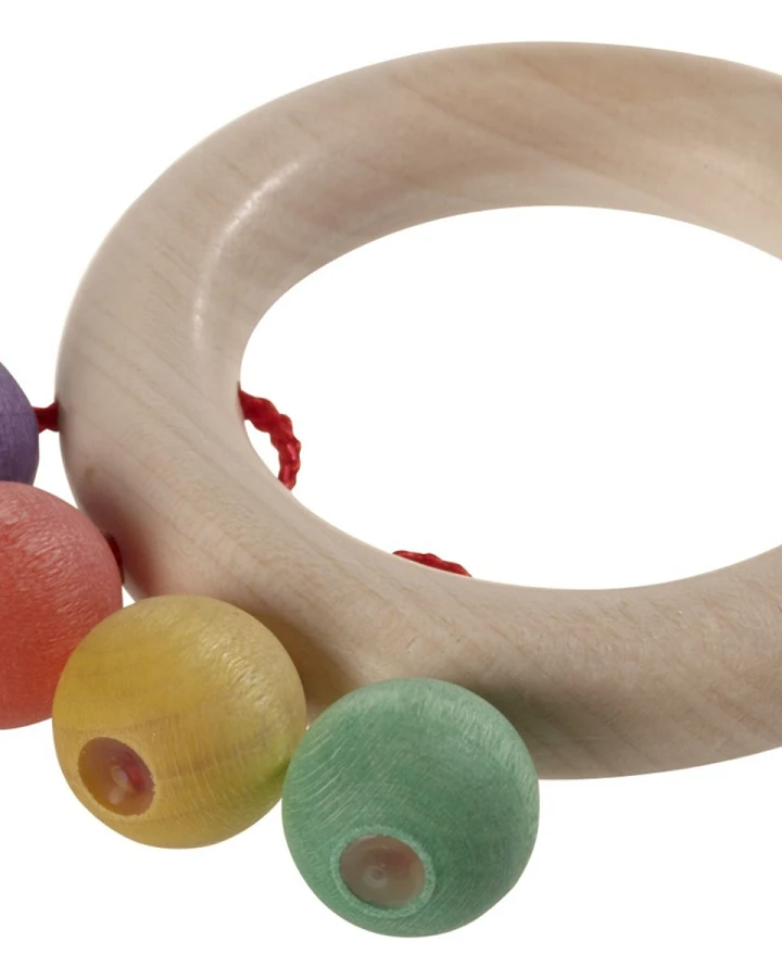 Beißring aus Ahorn- und Buchenholz für Babys Farbenfroher Greifling für die Kleinsten