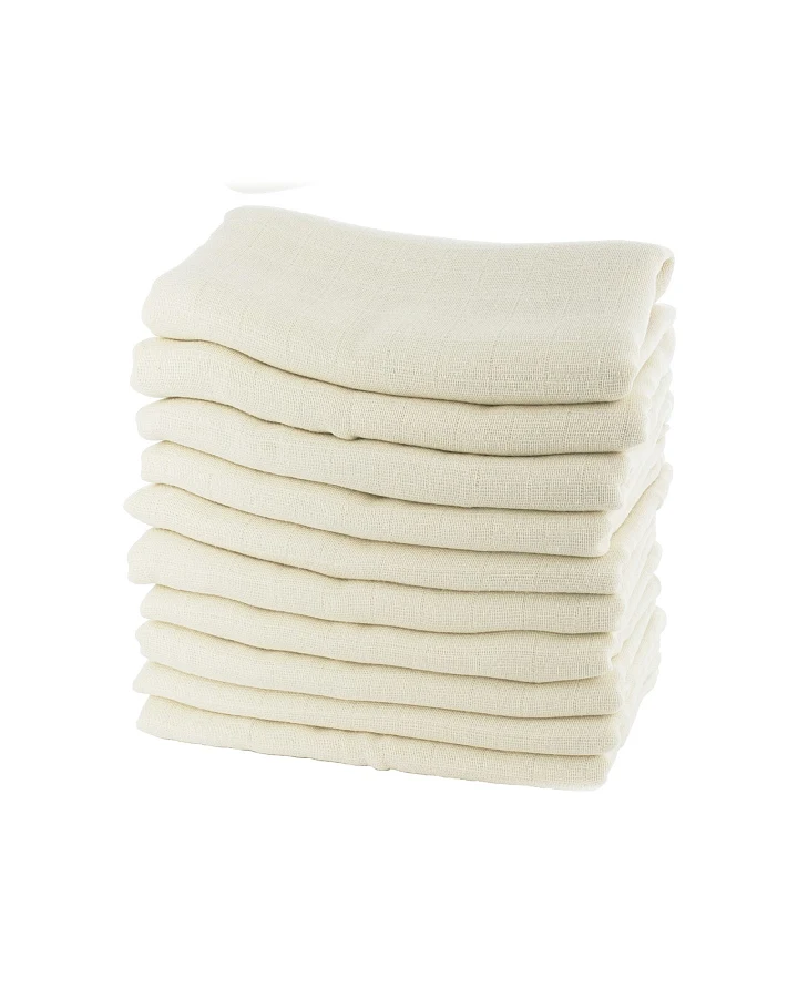 Mullwindeln Bio-Baumwolle 10er-Set, 80 x 80 cm natur