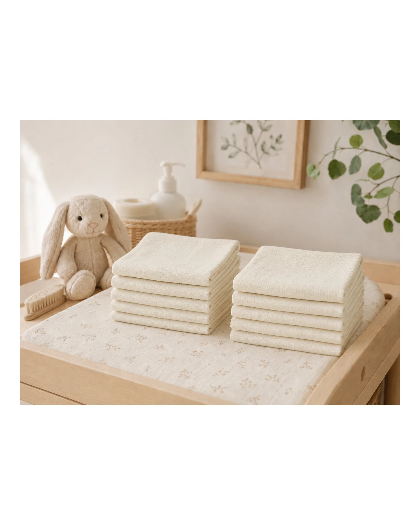 Mullwindeln Bio-Baumwolle 10er-Set, 80 x 80 cm natur – Ansicht 2