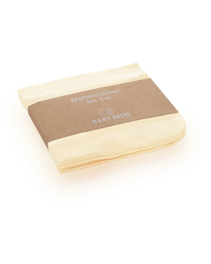 Moltontücher Bio-Baumwolle 3er-Set, 40 x 40 cm natur