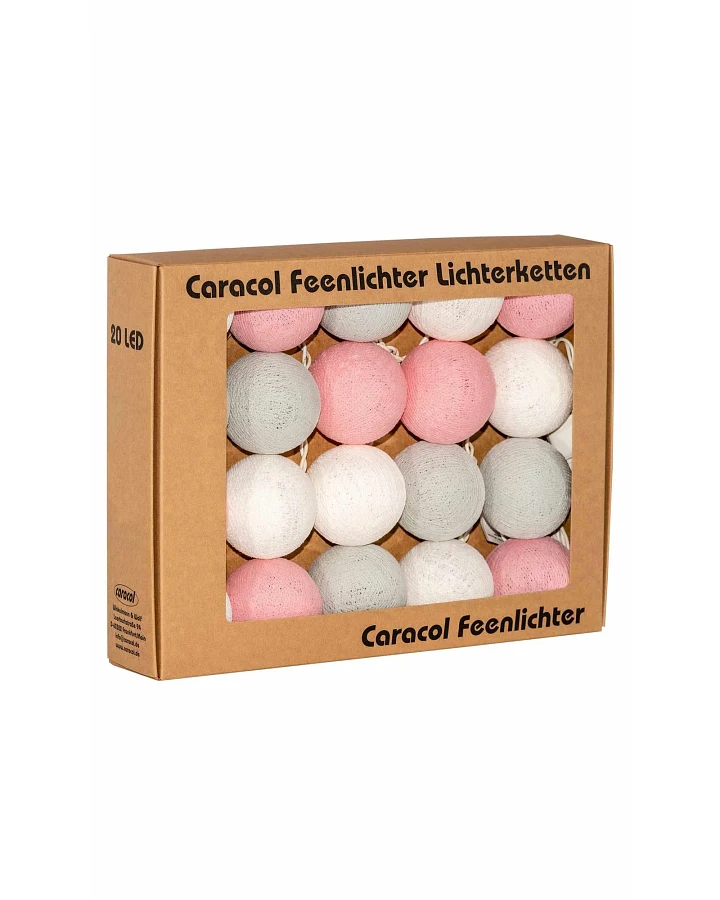Kugel-Lichterkette 20 handgefertigte Kugeln, marshmallow