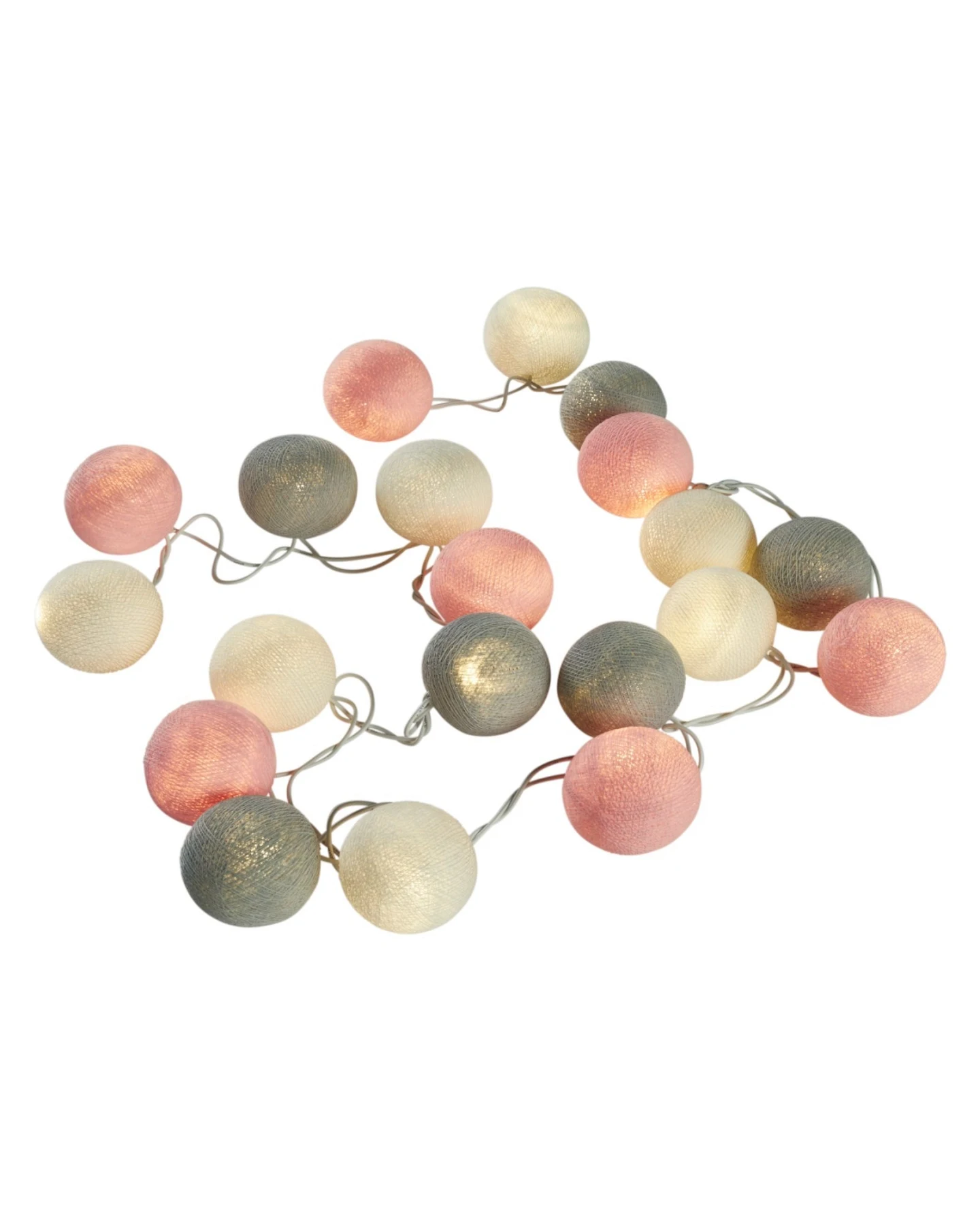 Kugel-Lichterkette 20 handgefertigte Kugeln, marshmallow – Ansicht 2