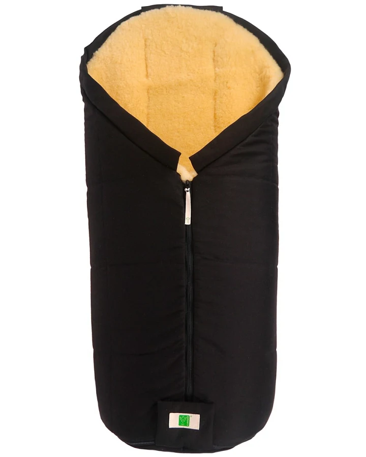 Kaiser Naturfellprodukte Fußsack Kinderwagen Lammfell "IGLU" medizinisch gegerbt schwarz Länge 98 cm, Breite 45 cm (6-36 Monate)