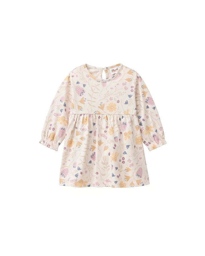 Produktseite: People Wear Organic Langarm-Kleid Blumengarten puderrosa Gr. 74/80