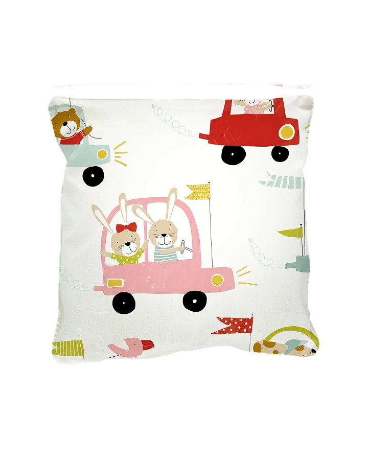 Kissenbezug 40x40 cm Bio-Baumwolle "Autos" Mit Reißverschluss