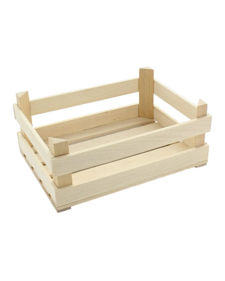 Kaufladen Zubehör Obst- und Gemüsekiste aus Holz, unbehandelt Maße 6 x 10 x 14 cm