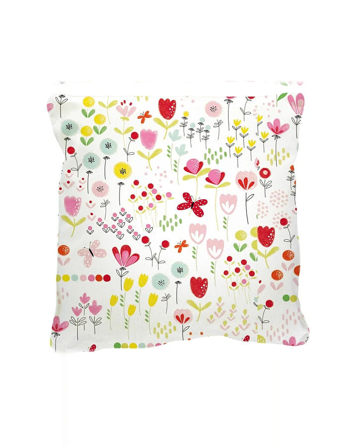 Kissenbezug 40x40 cm Bio-Baumwolle "Blumenwiese" Mit Reißverschluss