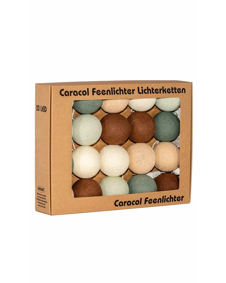 Kugel-Lichterkette 20 handgefertigte Kugeln, café