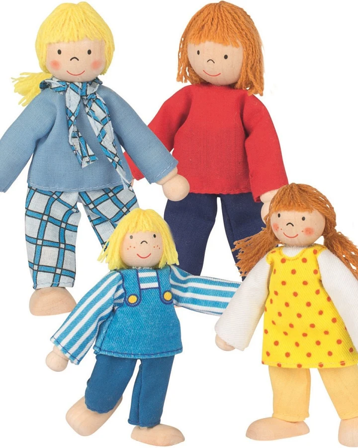 Produktseite: goki Biegepuppen Junge Familie 4 Personen 10-12 cm