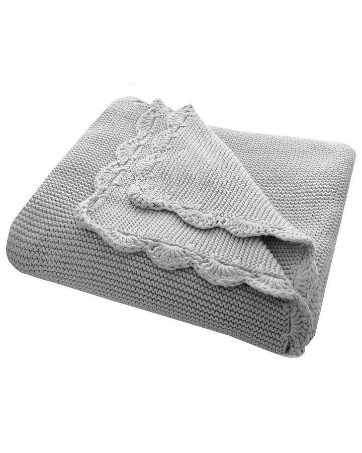 Babydecke Bio-Baumwolle mit Muschelkante, grey Maße 80 x 100 cm