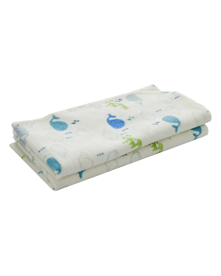 Moltontücher Bio-Baumwolle 2er Set, 80 x 80 cm Wale