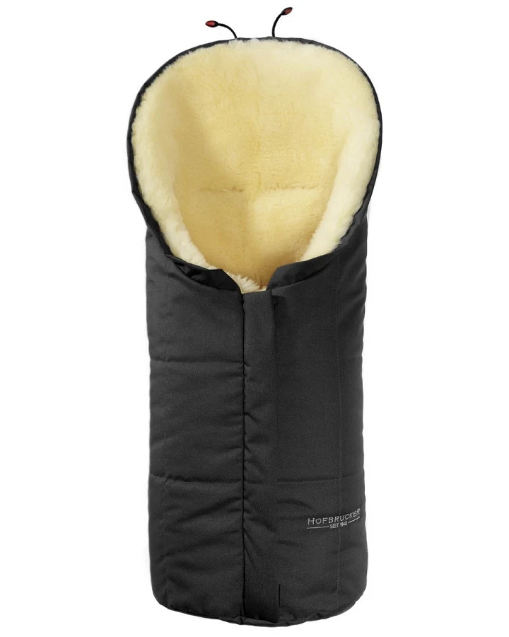 Hofbrucker Fußsack Kinderwagen Lammfell "Eskimo" schwarz Maße 80 x 35 x 10 cm