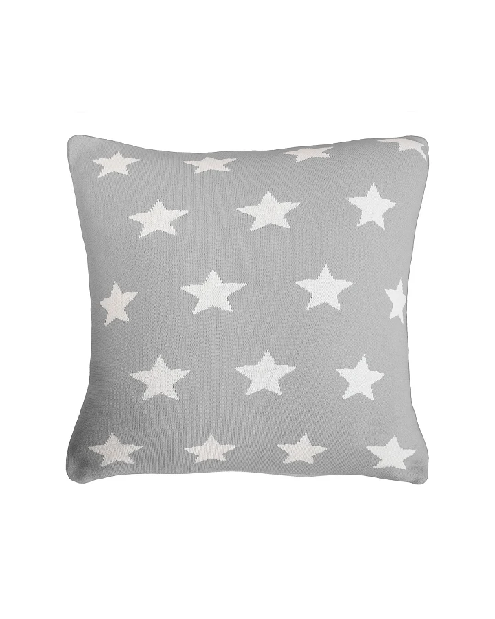 Kissenbezug 40x40 cm Bio Baumwolle, Sterne grey Mit Reißverschluss