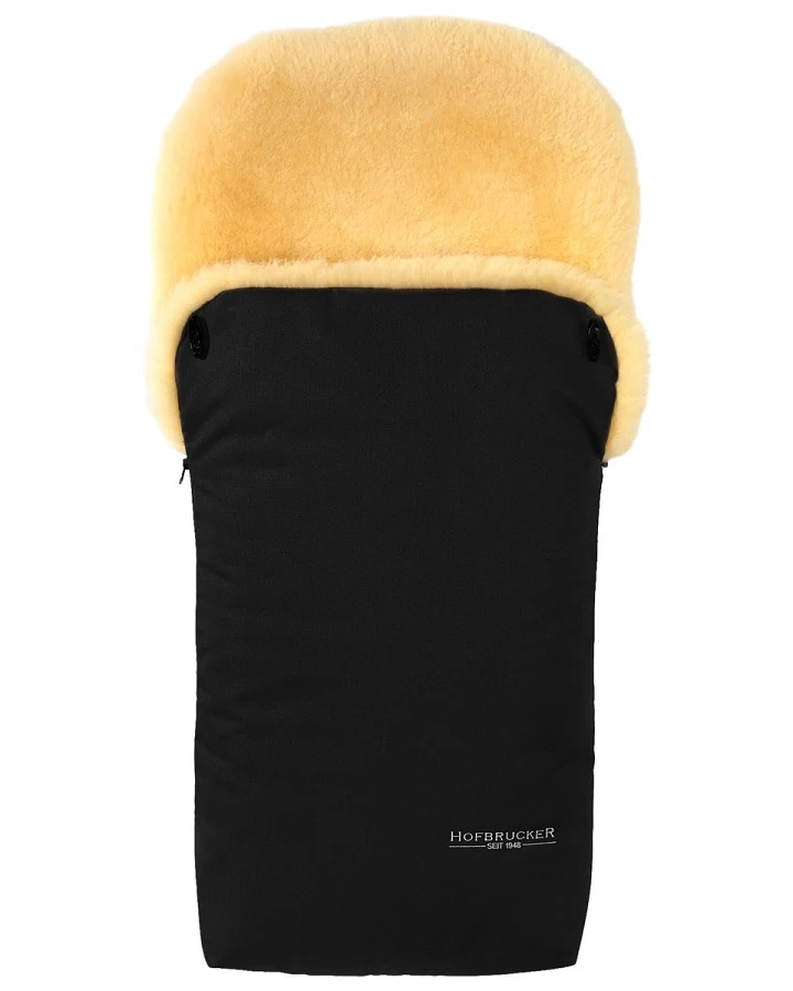 Hofbrucker Fußsack Kinderwagen Lammfell "Putzi" schwarz Maße 90 x 34 x 10 cm