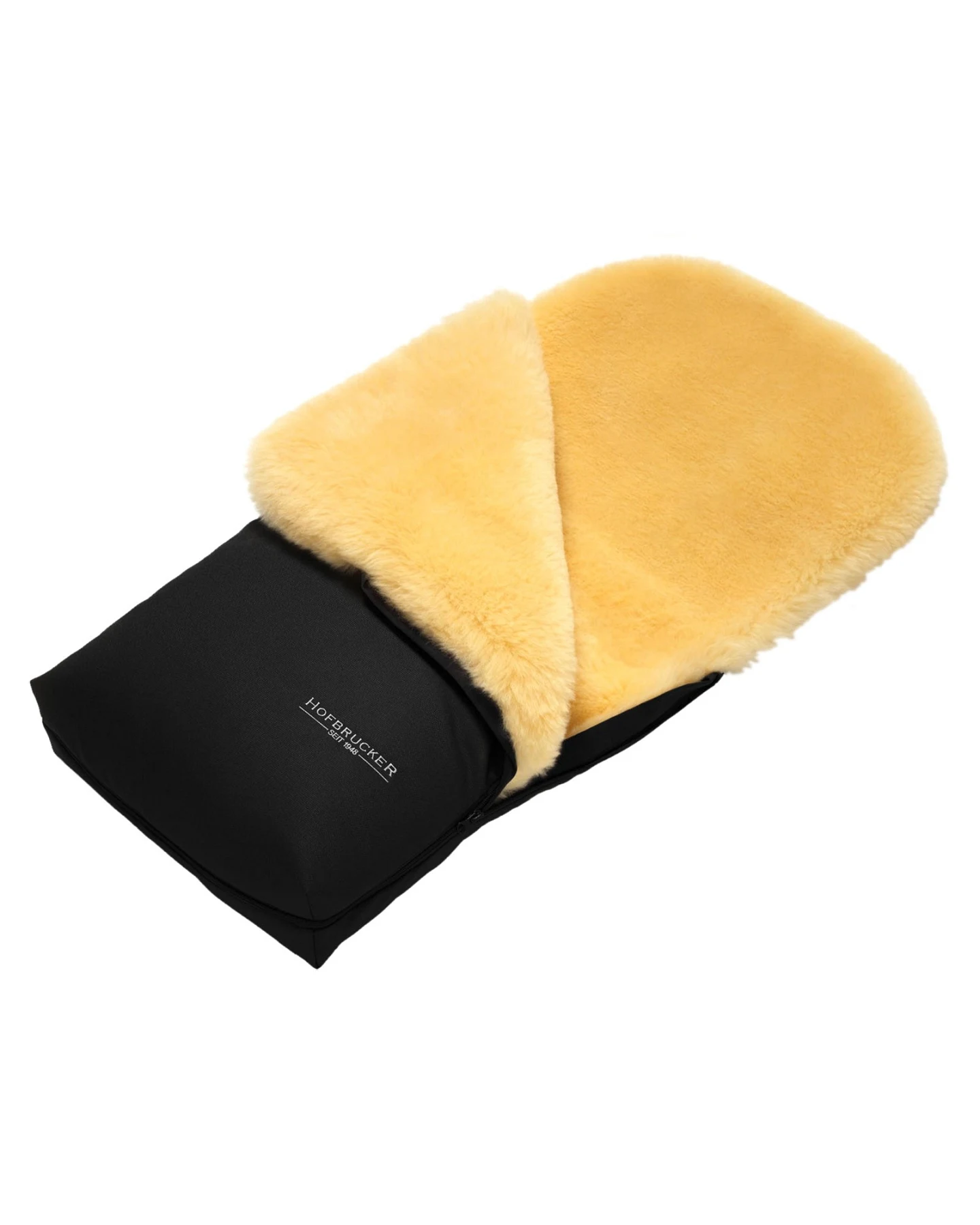 Hofbrucker Fußsack Kinderwagen Lammfell "Putzi" schwarz Maße 90 x 34 x 10 cm – Ansicht 2