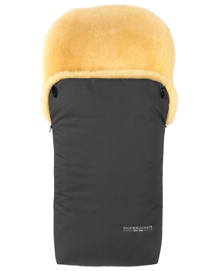 Hofbrucker Fußsack Kinderwagen Lammfell "Putzi" grau Maße 90 x 34 x 10 cm