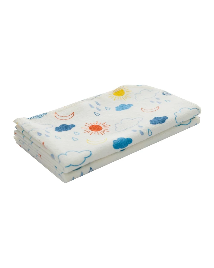 Moltontücher Bio-Baumwolle 2er-Set, 80 x 80 cm Sonne und Wolken