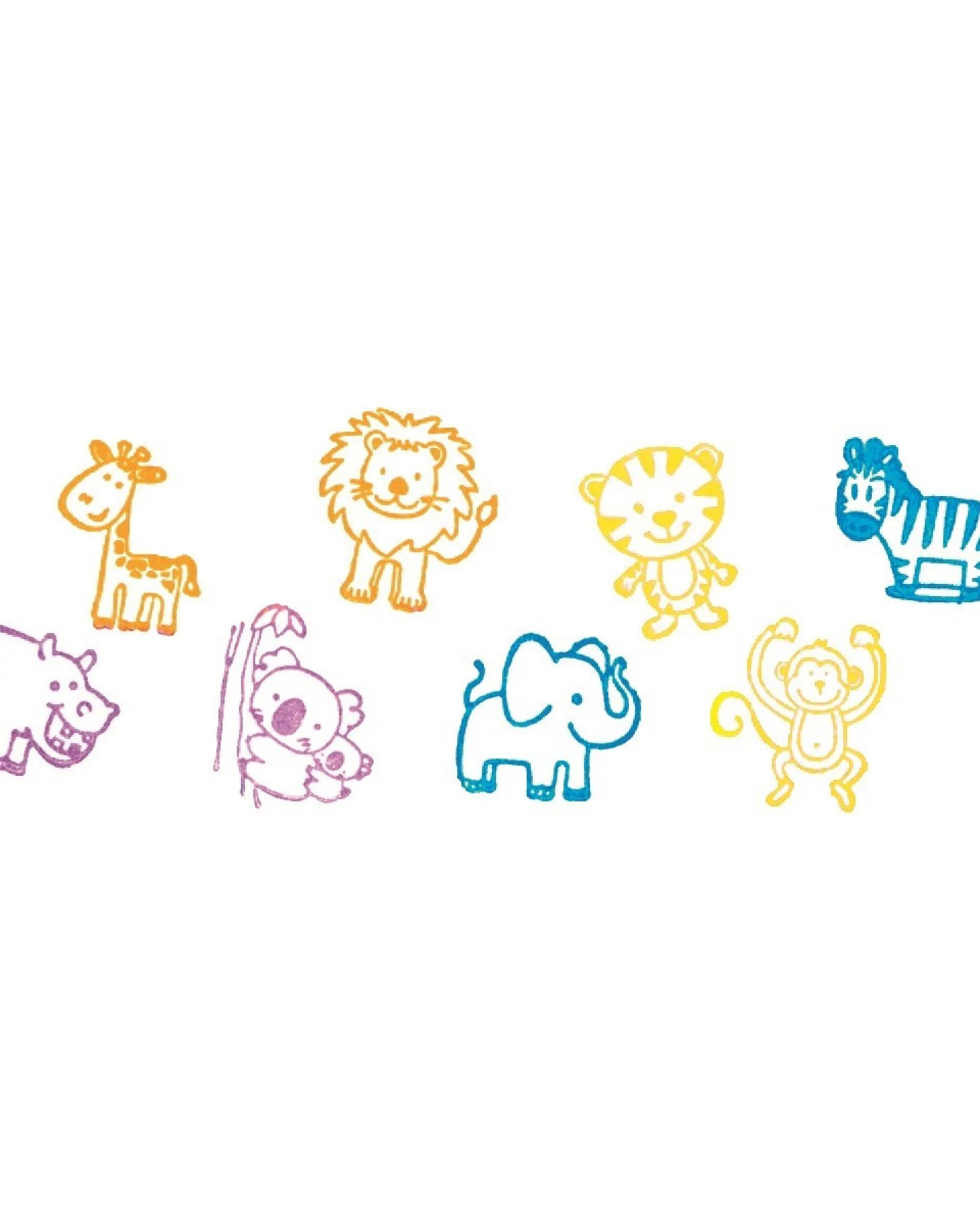 goki Kinder Stempelset mit buntem Stempelkissen "Wilde Tiere" 9-teilig – Ansicht 2