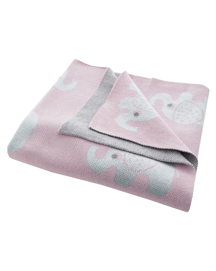 Babydecke Bio-Baumwolle, Elefanten rose Maße 80 x 100cm