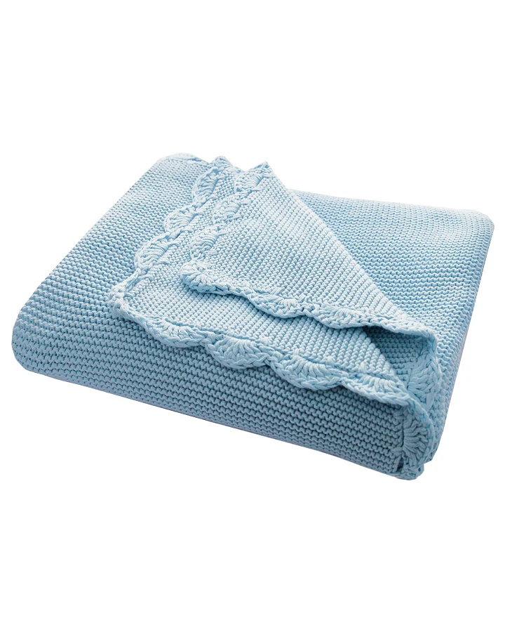 Babydecke Bio-Baumwolle mit Muschelkante, blau Maße 80 x 100 cm